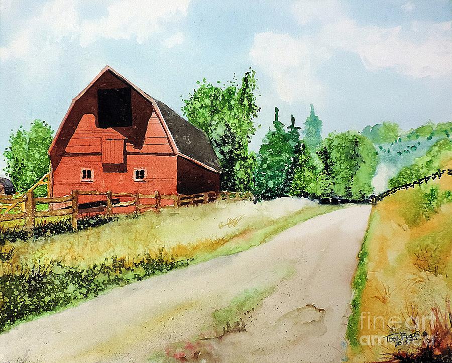 Red Barn Near Steamboat Springs Painting by Tom Riggs