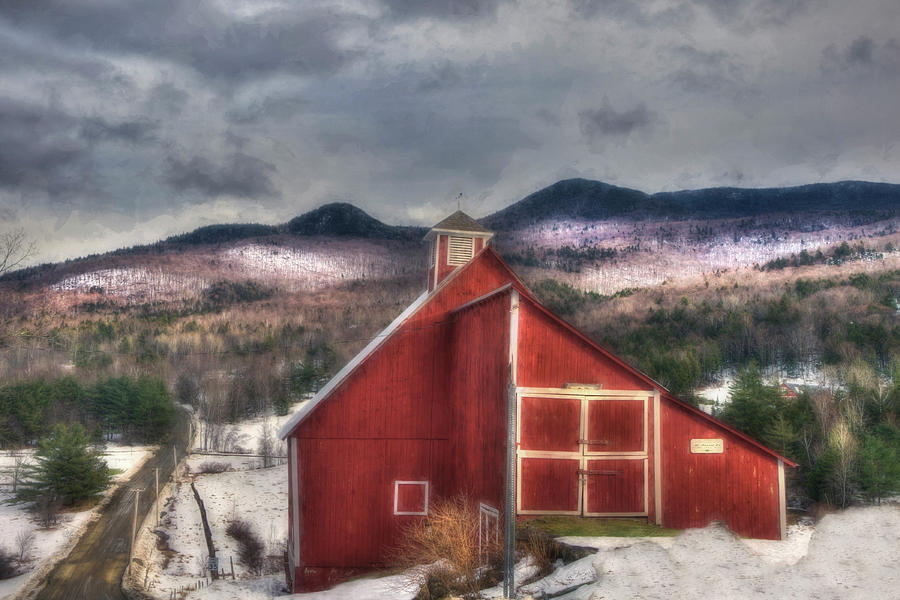 Red Barn on Old Farm - Stowe Vermont Photograph by Joann Vitali