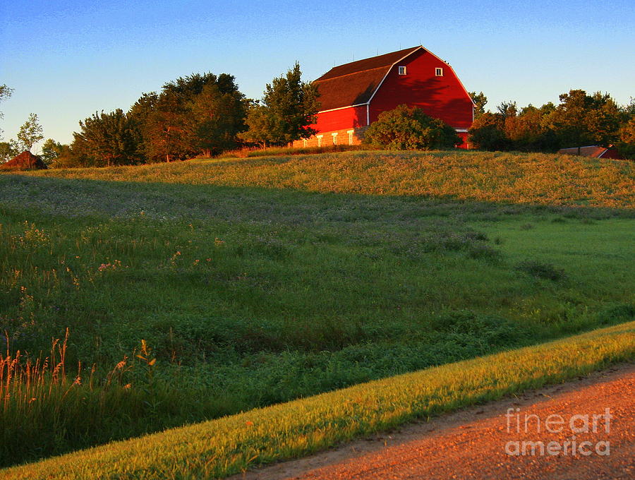 Red Barn on the Hill Photograph by Julie Lueders 