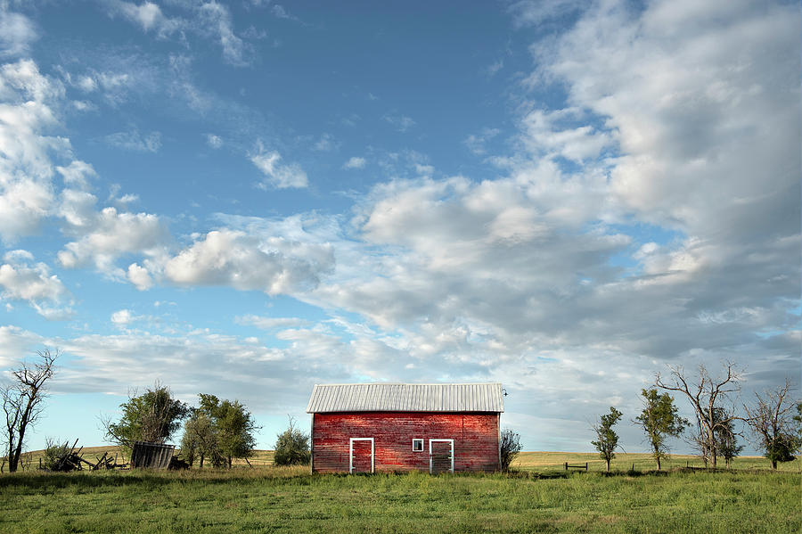 Red Barn on the Prairie Photograph by Angela Moyer