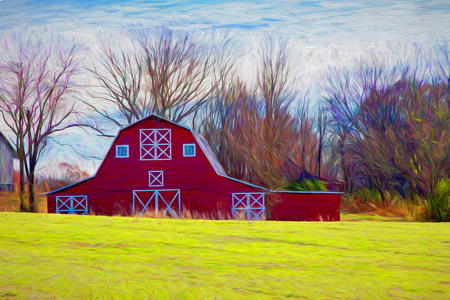 Red Barn Painting Photograph by Lorraine Baum