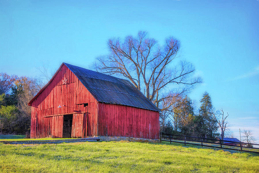 Red Barn Photo Painting Photograph by Lorraine Baum