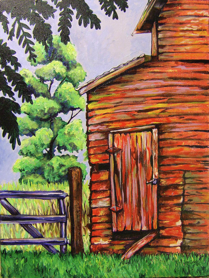 Landscape Painting - Red Barn by Rachel Cotton