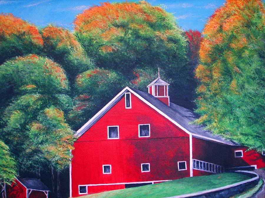 Fall Painting - Red Barn by Richard Klingbeil