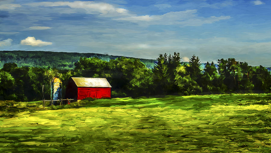 Red Barn Painting by Rick Mosher