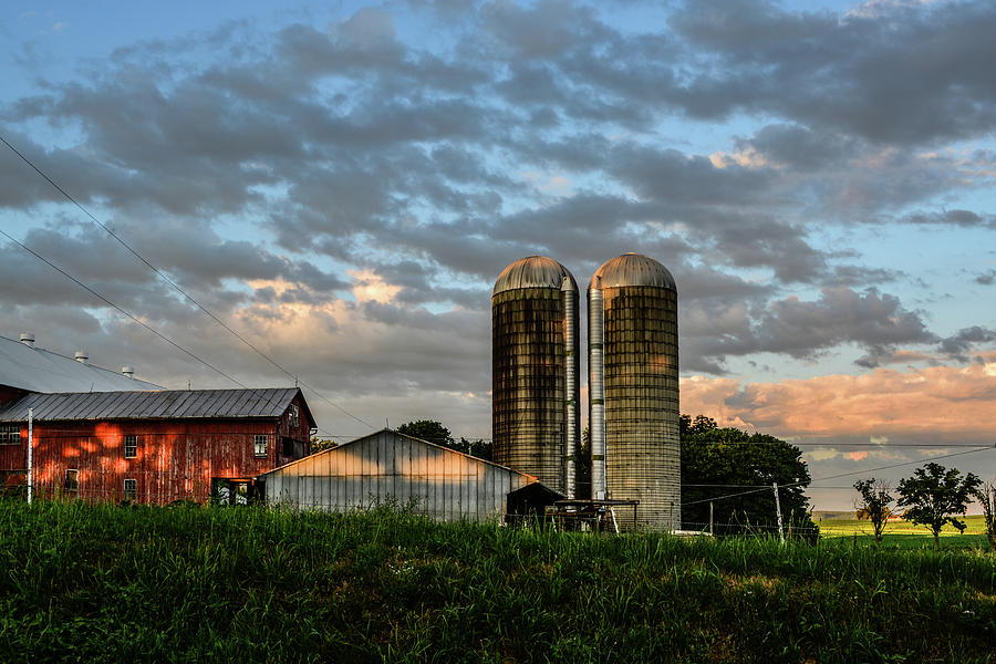 Red Barn Shadows and Clouds Photograph by Tana Reiff