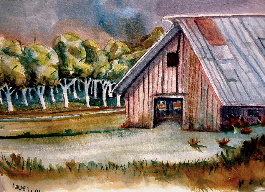Red Barn Painting by Steven Holder