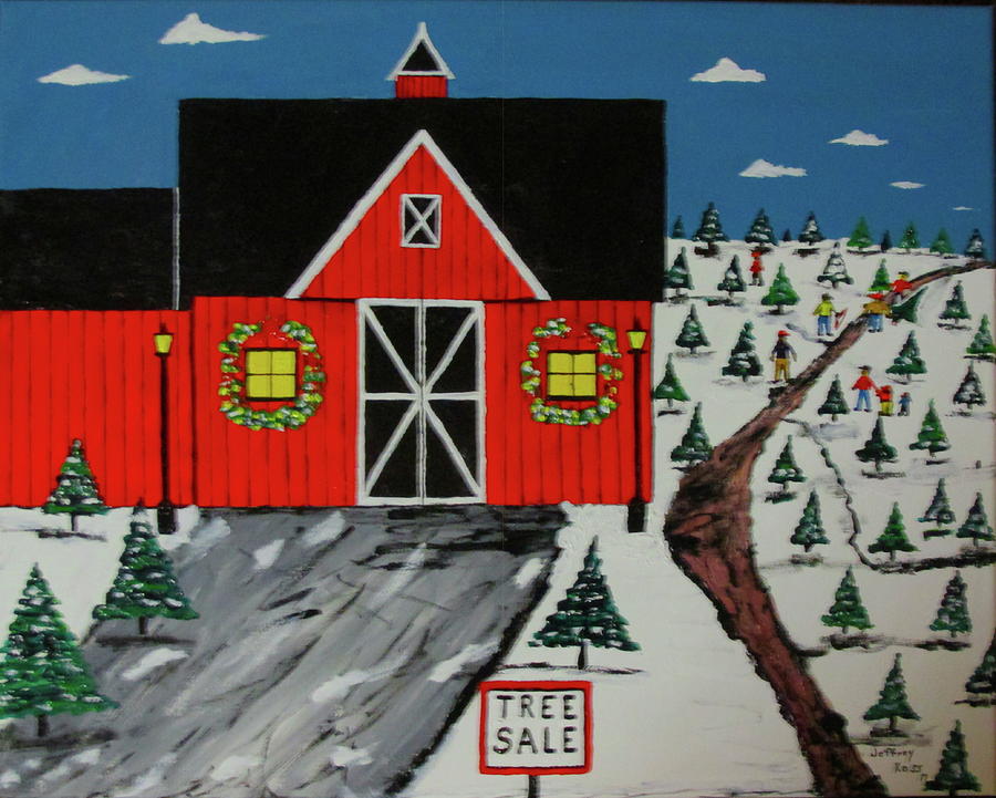 Red Barn Tree Farm Painting by Jeffrey Koss