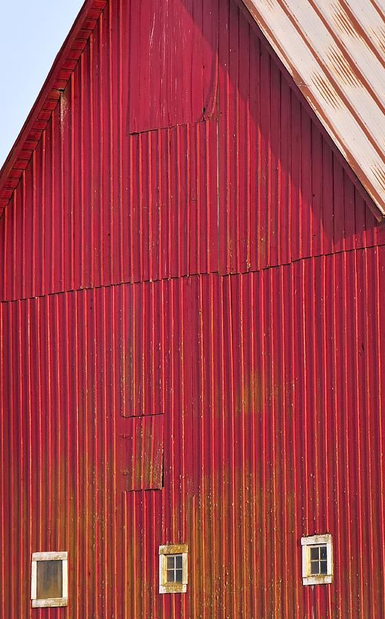 Red Barn Windows 1135 Photograph by Jerry Sodorff
