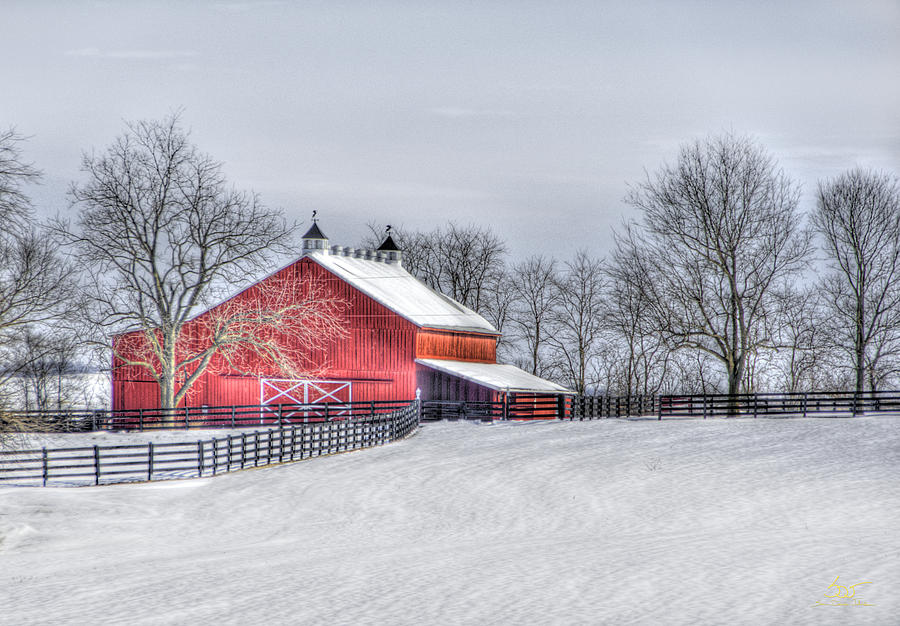 Red Barn Winter Photograph by Sam Davis Johnson
