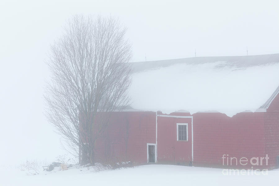 Winter Photograph - Red Barn Winter Thaw by Alan L Graham