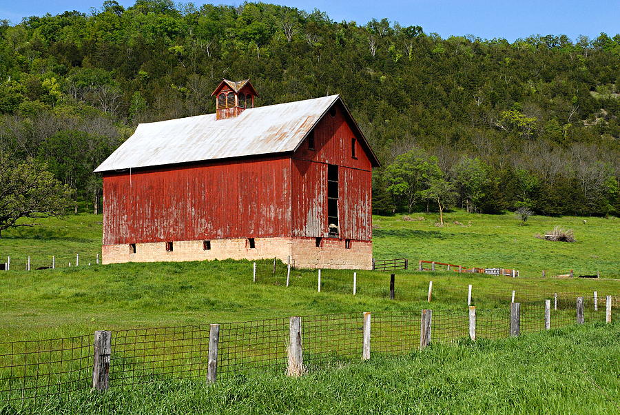 Red Barn with Cupola Photograph by Larry Ricker