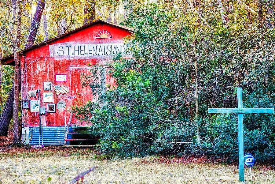 Red Barn with Signs, Heavily Guarded Photograph by Patricia Greer