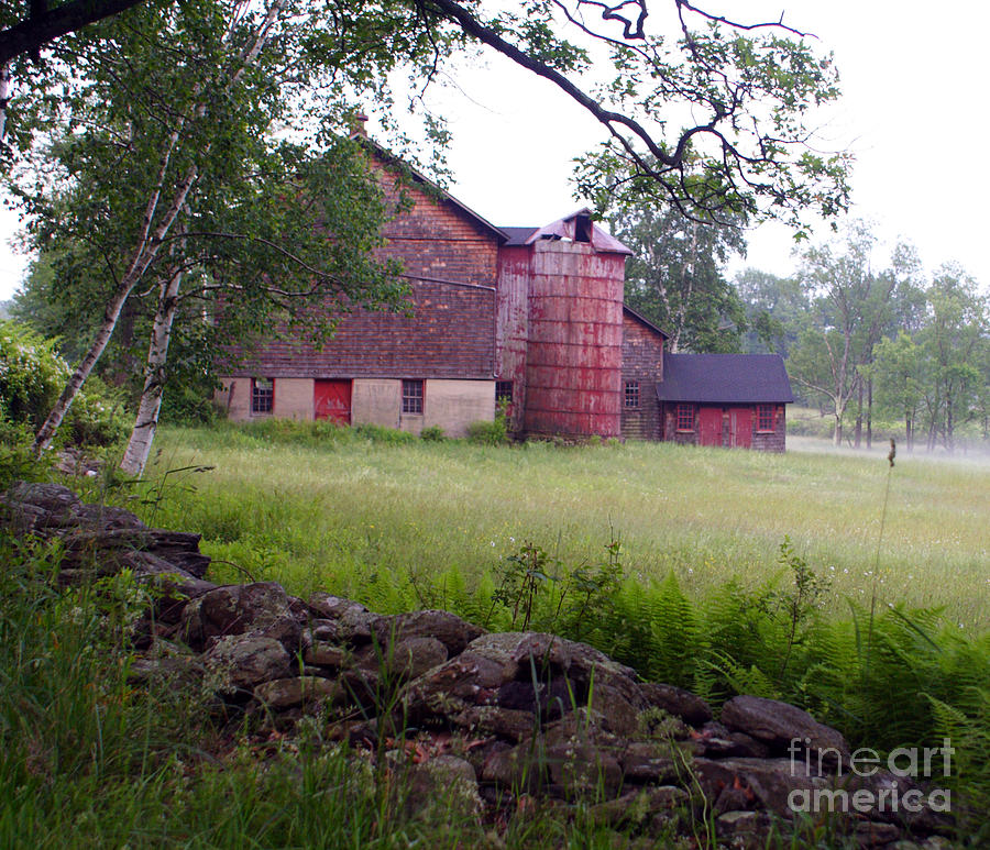 Farm Photograph - RED BARN With SILO by Jim Beckwith
