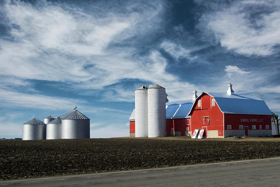 Red Barn with Silos Photograph by Thomas Woolworth