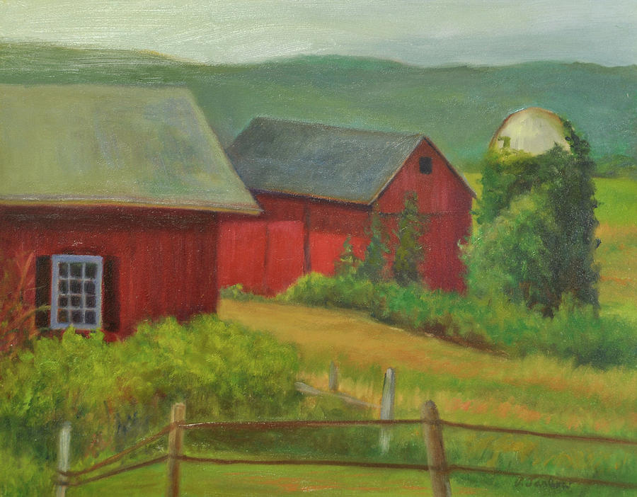 Barn Painting - Red Barns and Silo by Phyllis Tarlow