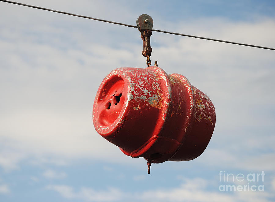 Red Barrel On A Wire Photograph by Phil Perkins