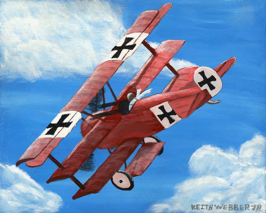 Red Barron Fokker Dr.1 Triplane Painting Painting by Keith Webber Jr