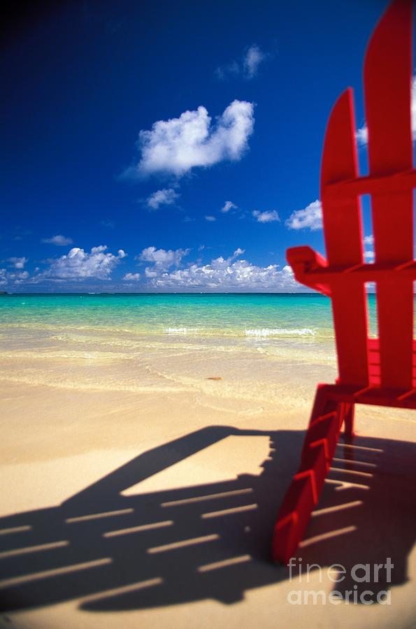 Beach Photograph - Red Beach Chair by Dana Edmunds - Printscapes