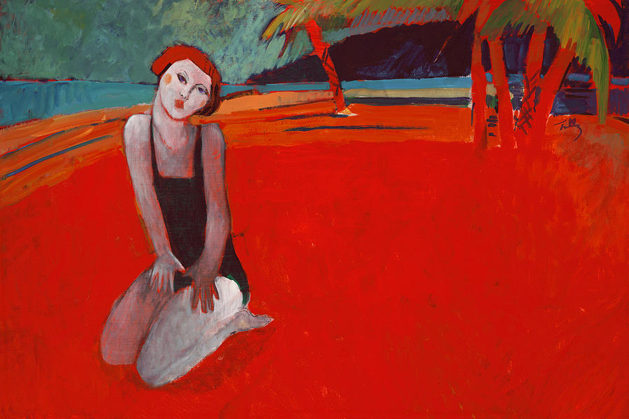 Red Beach Two Painting by Thomas Tribby
