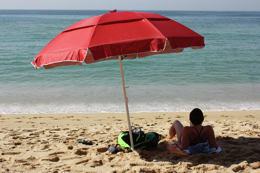 Summer Photograph - Red Beach Umbrella by Gravityx9 Designs