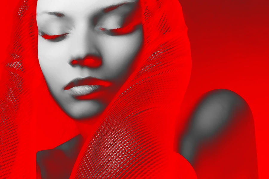 Abstract Digital Art - Red Beauty  by Naxart Studio