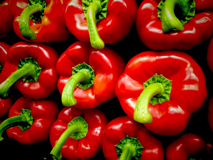Vegetable Photograph - Red Bell Peppers by Her Arts Desire
