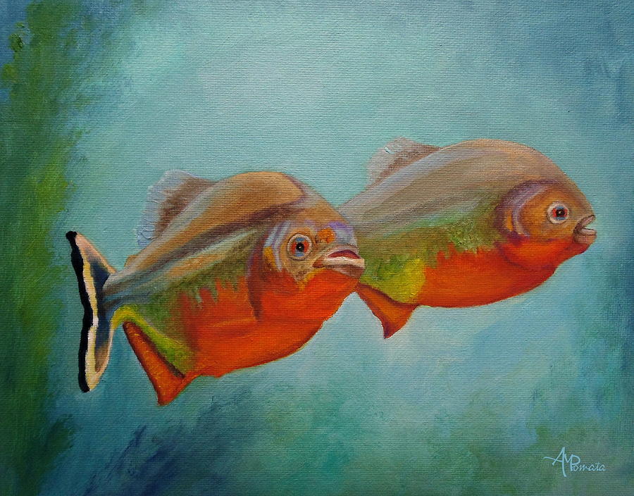 Red Bellied Fish Painting by Angeles M Pomata