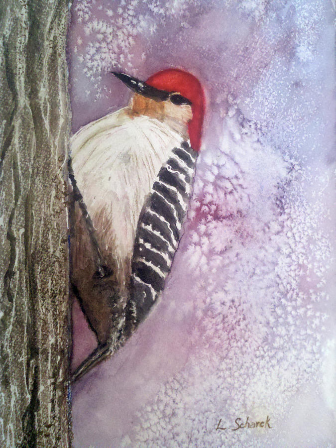 Red Bellied Woodpecker #1 Painting by Linda Scharck