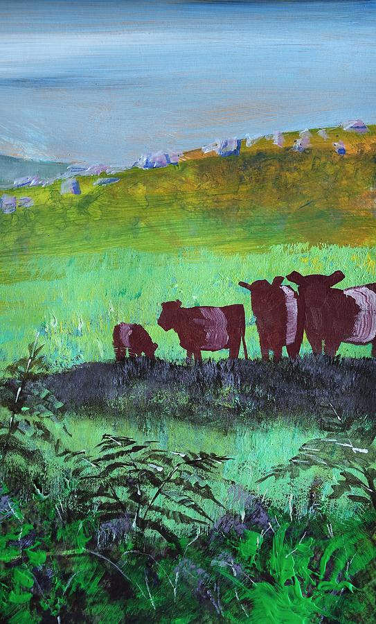 Red Belted Galloway Cows Painting