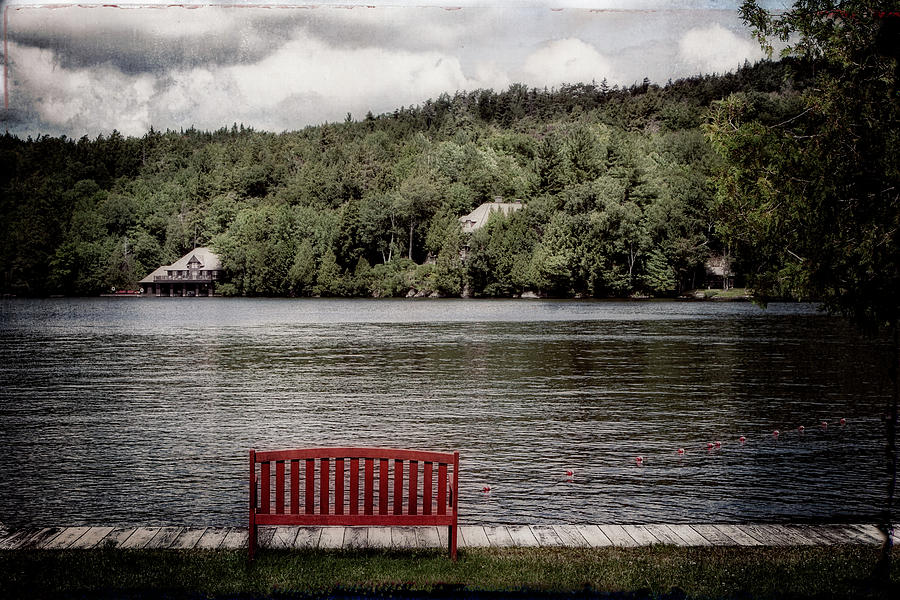 Landscape Photograph - Red Bench by Christopher Meade