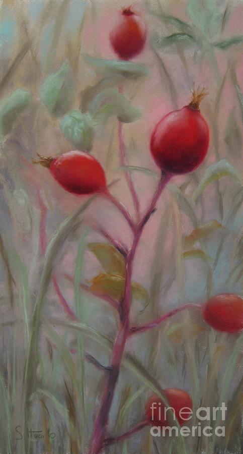 Nature Painting - Red Berries III by Sabina Haas
