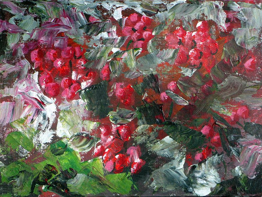 Red berries Painting by Saga Sabin