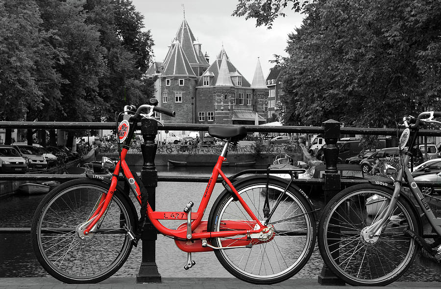 legeplads Drejning MP Red Bicycle By The Canal Photograph by Aidan Moran - Pixels