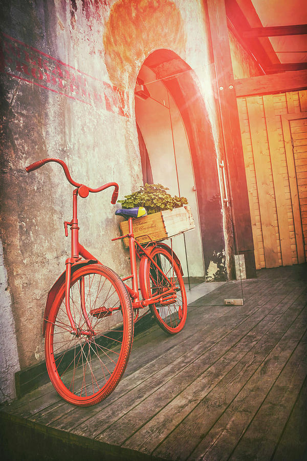 Red Bicycle in Riga Latvia  Photograph by Carol Japp