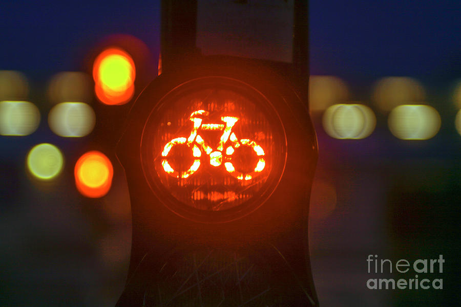 Red bicycle traffic light Photograph by Patricia Hofmeester