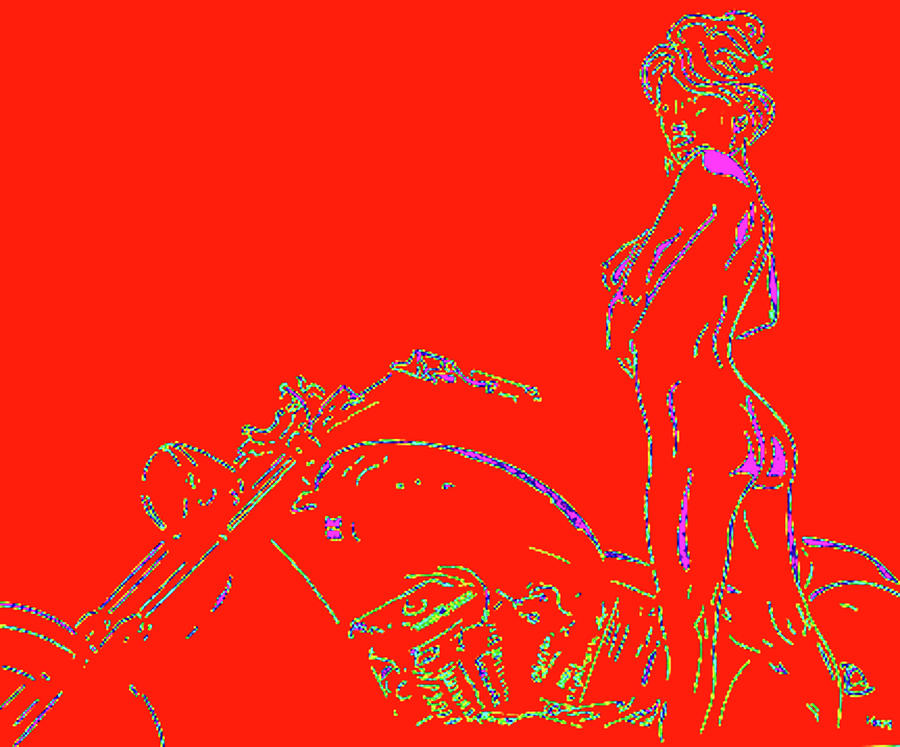Red Biker Biatch PS Digital Art by Mayhem Mediums