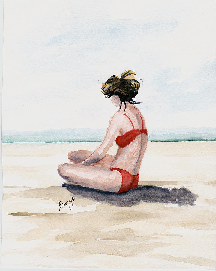 Red Bikini Painting by Sam Sidders