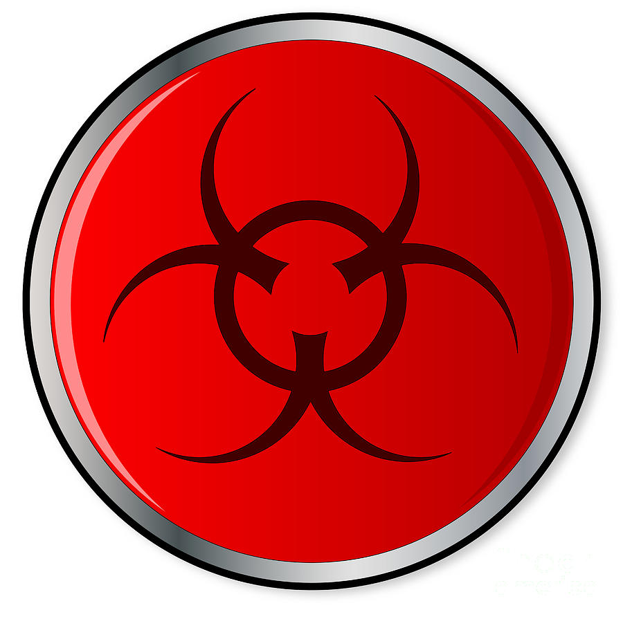 Red Bio Hazard Emergency Button Digital Art by Bigalbaloo Stock - Fine ...