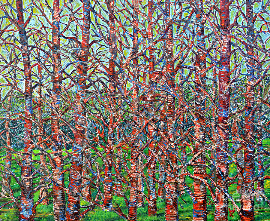 Red Birch Trees Painting by Richard Wandell