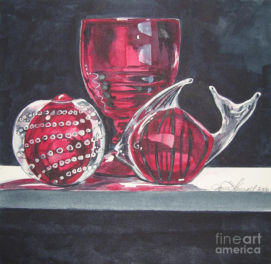 Red Black and Clear Painting by Jane Loveall