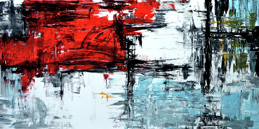 Red Black Blue Abstract Painting By Edit Voros