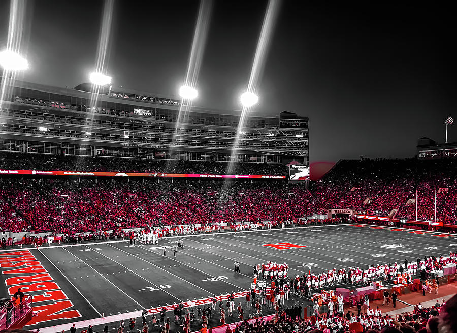 Football Photograph - Red Black Nebraska by Kyle Mock