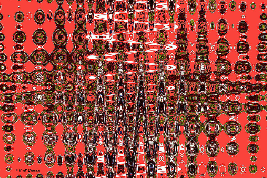 Red Black White Blue Abstract Digital Art by Tom Janca