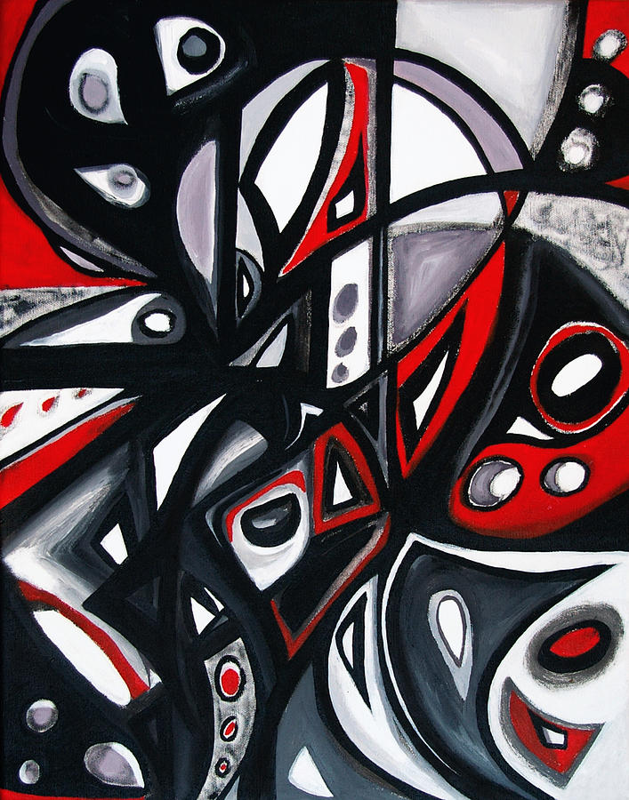 Abstract Painting - Red Black White by Emily Osborne