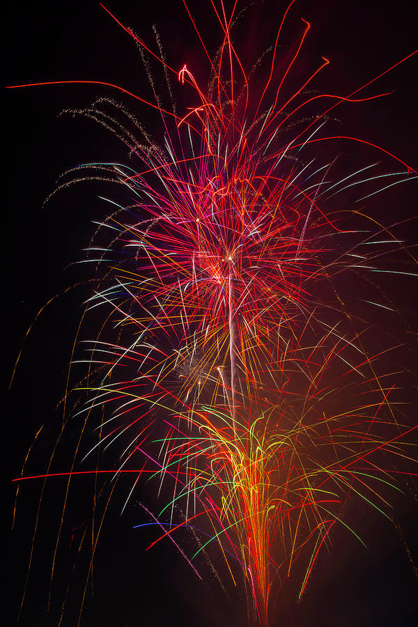 Red Blazing Fireworks Photograph by Garry Gay