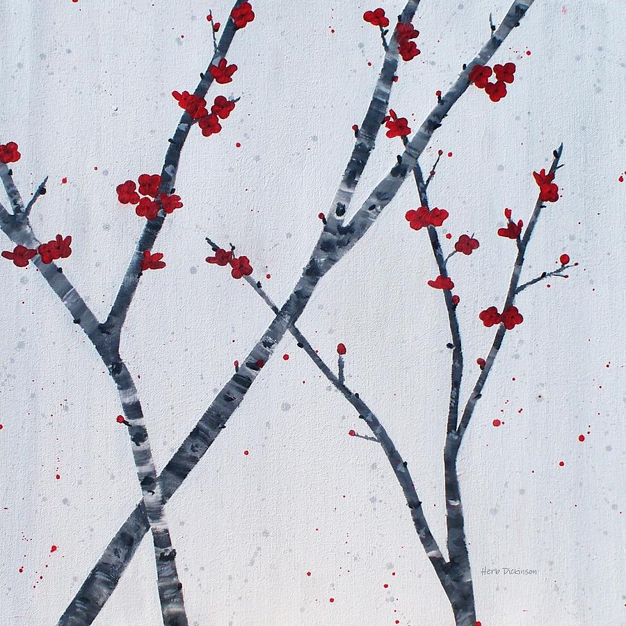 Red Blooms Painting by Herb Dickinson