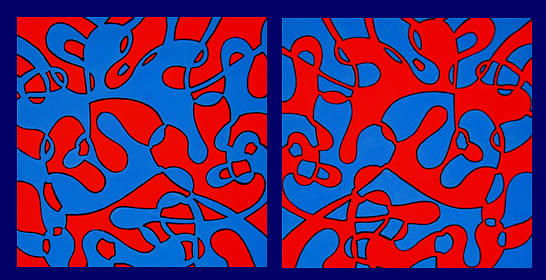 Abstract Painting - Red-blue Blue-red by Graziano Peressini
