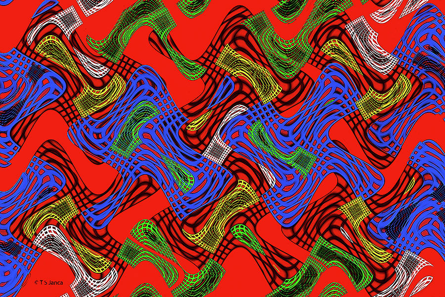 Red Blue Green And Black Abstract, Digital Art by Tom Janca