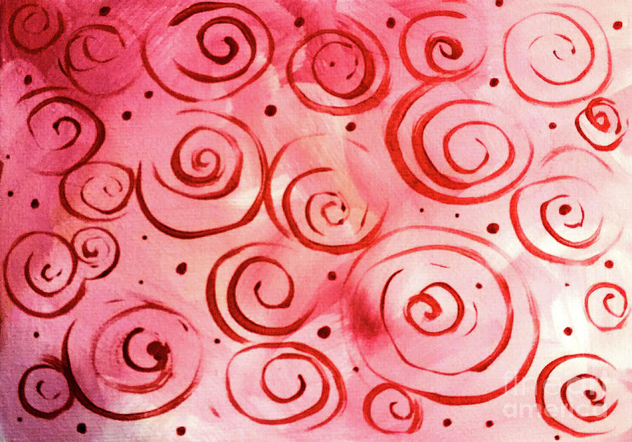 Blush Wine Design Red Pink Swirl Love Bright Beautiful Abstract Jackie Carpenter Painting by Jackie Carpenter